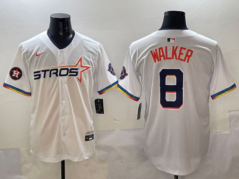 Men Houston Astros #8 Walker White Four generations Joint Name 2025 Nike MLB Jersey style 9->houston astros->MLB Jersey